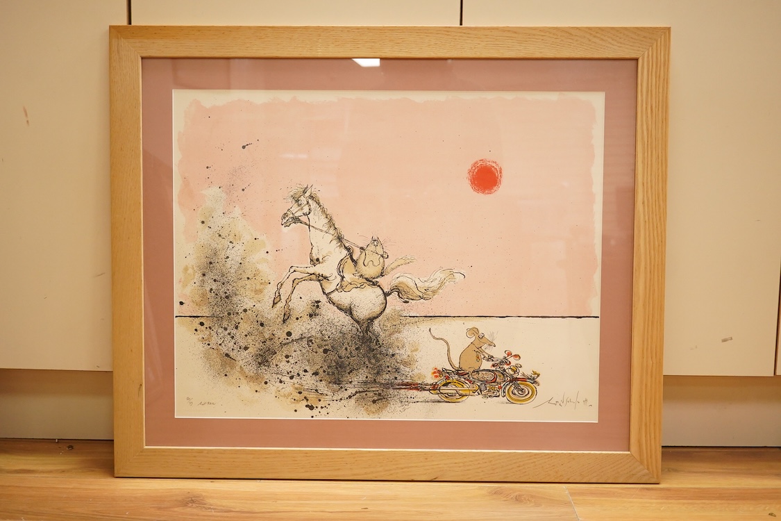 Ronald Searle (1920-2011), ‘Rat Race’, signed in pencil, limited edition 80/99, Michel Casse, Litho-Paris stamped, colour lithograph, 49 x 63cm